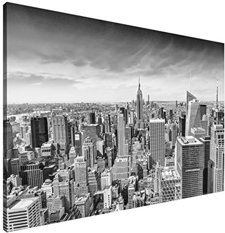 Estika Leinwand bilder - Schwarz Weiß New York City - 120x80 cm, 1 teilige kunstdruck - Wandbilder wohnzimmer, schlafzimmer, Moderne wanddeko, Bild auf leinwand - New York bilder - 2176A_1B