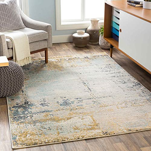 Livabliss Lublin Wohnzimmer Teppich Modern - Abstrakt Design in Marmor Optik für Wohnzimmer, Esszimmer, Schlafzimmer 160x220 cm - Weicher Kurzflor in Beige, Gelb, Grau