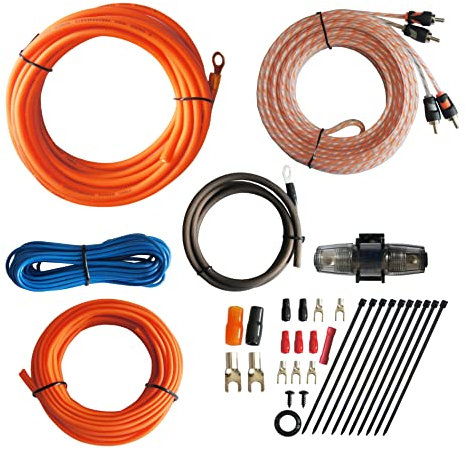 ROCK DIRECT True Spec 8 Gauge Car Audio Cable Amp Wiring Kit - 2 Channel CCA Power Cable Amplifier Install Wiring Kit with Tinned OFC RCA Cable