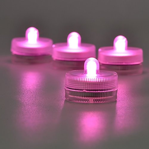 50 luci a LED subacquee, senza fiamma, a batteria, per feste, eventi, acquario, Natale, Halloween, colore rosa