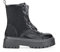 BOSANOVA Damen-Stiefel, Punk-Stil, gezackte Plattform, Schnürung, Reißverschluss, Schwarz , 36 EU
