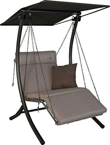 ANGERER Freizeitmöbel GmbH Hollywoodschaukel 1-Sitzer Luxus Smart - Gartenschaukel Made in Germany - Schaukel zum Sitzen, Liegen und Entspannen - inklusive Bett-Funktion - einfache Montage (Grau)