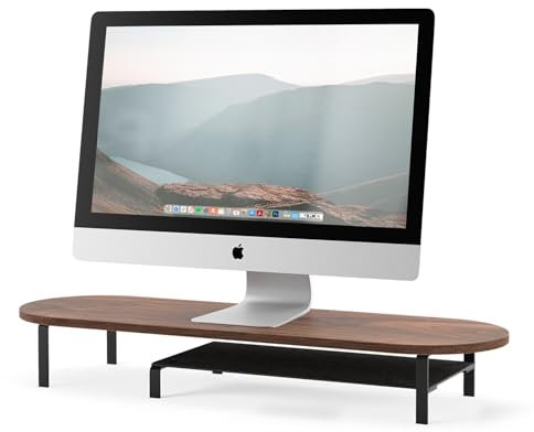 Woodcessories Monitorständer Holz Walnuss - Ergonomisch Schreibtisch Monitorerhöhung / Bildschirmerhöhung mit Ablage 70 x 10 x 22 cm