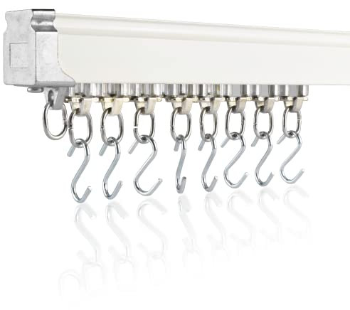 Gardinenschiene 2 Meter, Deckenschiene für Vorhänge, Decken- oder Wandhalterung, Vorhangschienen-System, Raumteiler-Deckenvorhangschiene, für Wohnzimmer, Falldecke, Dusch-Deckenschienen-Set