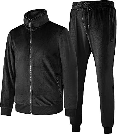 TONY BACKER Tuta Uomo In Pile Sportiva Con Chiusura Zip Completo Tuta In Casa (IT, Testo, S, Regular, Regular, NERO-75)