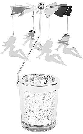 URFEDA Prinzessin Teelicht Karussell Windlicht Glas Teelichthalter Gold Teelichtglas Rotierender Kerzenhalter Eisen Metall Kerzenständer für Valentinstag Deko Hochzeit Dekoration Wohnzimmer Tischdeko