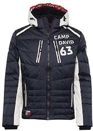 Camp David Herren Steppjacke im Colour Design mit Logo Artworks Deep Sea L