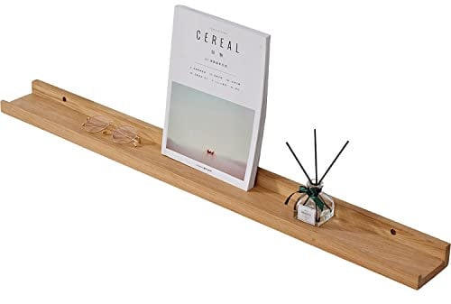 Gieanoo Bilderleiste Holz,100cm Eiche Regal Massiv Schweberegal Wandregal gewürzregal regalbrett Hängeregal Ideal für Wohnzimmer Schlafzimmer Badezimer (100cmx10cm)