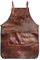ERYUE Tablier de chef pour homme et femme - Tablier en cuir imperméable avec poches et bretelles croisées dans le dos pour cuisine, barbecue, barbier, barista, travail manuel, marron, B