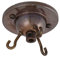 ElekTek 3 Hook Ceiling Rose Plate Light Fitting Glass Shade Chandelier with Cord Grip Screws (Antique Brass)