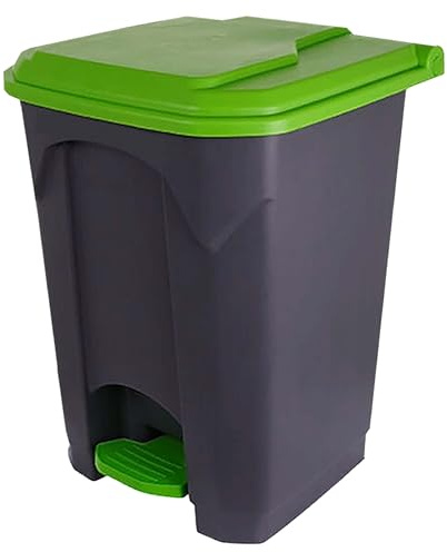 Large Kitchen Recycling Bin 45L - Tall Plastic Indoor Rubbish Waste & Recycle Bin with Lid - Heavy Duty Home Office Dustbin Waste Container - Fits Standard Bin Bags - Easy Clean & Durable (45L, Green)