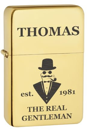 Benzin Feuerzeug in Gold mit Gravur als Vatertagsgeschenk - das Geschenk für Mann, Freund und Papa - als Geburtstagsgeschenk geeignet