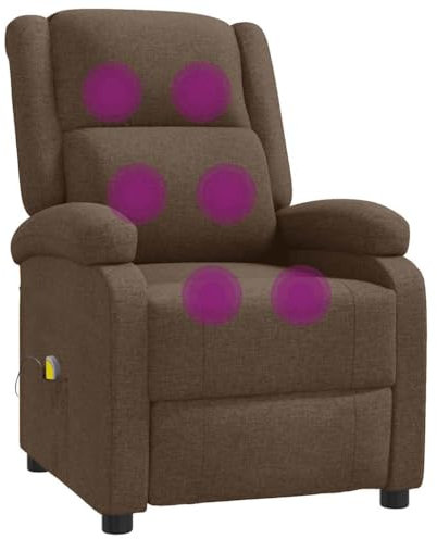 vidaXL Massagesessel, Sessel Verstellbare Rückenlehne Fußteil, Fernsehsessel Relaxsessel mit Liegefunktion, Liegesessel Polstersessel Ruhesessel, Braun Stoff