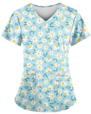 Saymany Schlupfkasack Damen, Weihnachten Damen Uniform Kasack Kittel Damen Berufskleidung T-Shirts Für Damen Kasaks Altenpflege Damen, Berufsbekleidung Pflege Kasak Damen(2-Dark Green,S