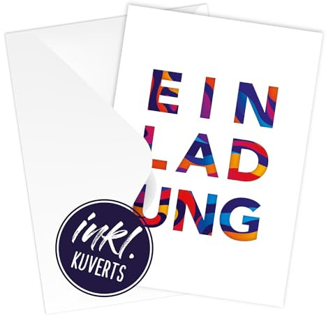 12 Edle Einladungskarten für Geburtstag mit Umschlag [extra stabil] die Einladung für alle Feiern| für Kinder Teenager und Erwachsene (Edel mit Kuvert)