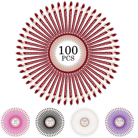 STREADVE 100 Kugelschreiber mit Gravur Kugelschreiber Personalisiert Logo Name Stift Personalisierte Kuli Dankeschön Geschenk Hochwertig für Kirche Lehrerin Taufe, Rot