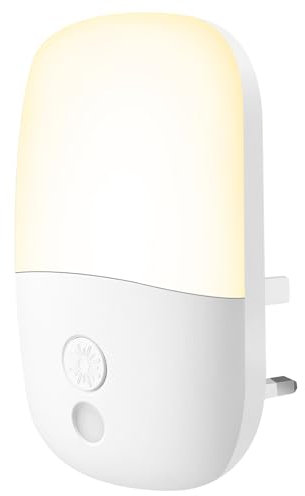 Jsdoin Wall Mount Night Light, with 5 Levels of Brightness and Dusk to Dawn Light Sensor, Children's Night Light for Children's Rooms, Stairs, Hallways, Bedrooms, Warm White (1PACK)