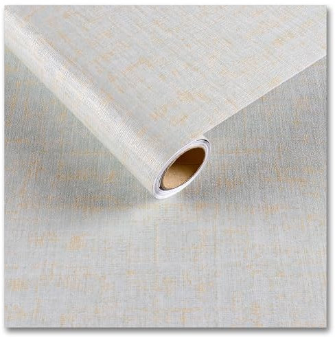 CRE8TIVE Leinen Textur Tapete Selbstklebend Gold Blau 30cm x 900cm Klebefolie Möbel Vliestapete Beige Folie Arbeitsplatte Wasserfest Strukturtapete Klebefolie Küche Tapete Schlafzimmer Wohnzimmer