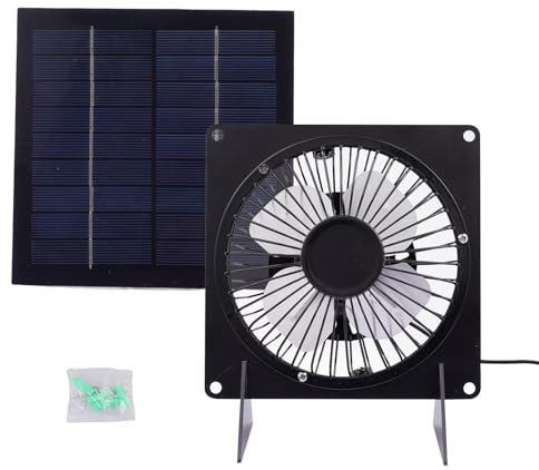 Gvblkq Ventilador solar para invernadero,Ventilador extractor con energía solar - Ventilador de ventilación para gallinero,Enfriador de panel de energía solar, de refrigeración y ventilación de escape