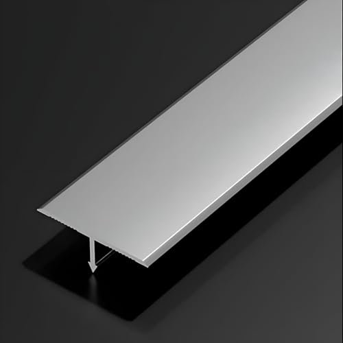 Raouoae Dekorative T-Form Übergangsschiene 90 Cm * 3 Stück Bodenprofil Für Laminat Und Parkett Laminate Flooring Trim Einfache Installation Ohne Bohren(Silber,Breite: 40 mm)