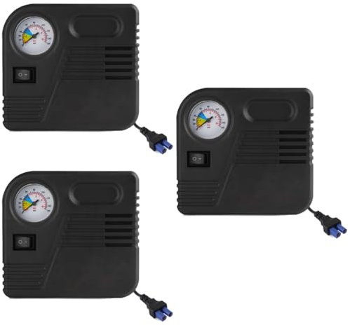 HOMSFOU 3St elektrischer Luftkompressor notstromeinspeisung emergency power supply autoluftpumpe tragbare Luft Tragbarer Auto-Luftkompressor 12V Reifenfüller Hochdruck-Reifenfüller Black
