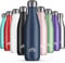 Mont-Clair Gourde isotherme - Bouteille isotherme sans BPA - Gourde inox 1L, 24h froid & 12h chaud - Bouteille d'eau en acier - 1L Bleu Marine