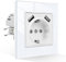 CNBINGO Schuko Steckdose mit USB 16 Amp Steckdose mit Steckklemme Kristall Unterputz Steckdose - Einzel USB Steckdose Weiß - 1 Fach Wandsteckdose mit Glasrahmen