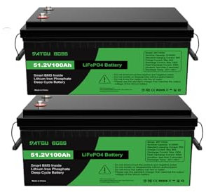 DATOUBOSS 2*Batería de Litio 100Ah 48V,48V 100Ah LiFePO4,batería LiFePO4 Grado A Células, 100A BMS 15000+Cycles Batería de Litio de Ciclo Profundo MAX 5120W Solar, RV, Off-Grid.
