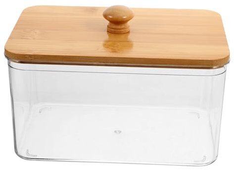 Gatuida Transparent Laundry Sheet Holder with Lid Multifunctional Storage Container for Dryer and Essentials Pet and Bamboo Design for Stylish Laundry Organization