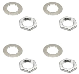 FSSTUD 4 Sets Gitarren Potentiometer Muttern und Unterlegscheiben Gitarre Jack Socket Nut Gitarren Eingang Ausgang Mutter E-Gitarren Sechskantmutter Instrument Montage Unterlegscheiben Bass