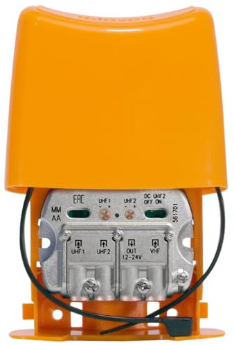 UHF/VHF Mastverstärker, geräuscharm, einstellbare Verstärkung, verbessert den Signalempfang für TV und Radio in Bereichen mit schwachem Empfang.