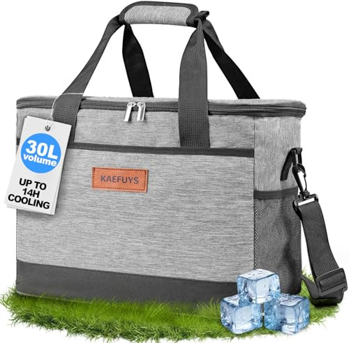 KAEFUYS Cooler Bag 33L Thermal Insulated Lunch Bag Waterproof Large Cooling Bag Reusable Lunch Box with Removable Shoulder Strap for Picnic Travel School
