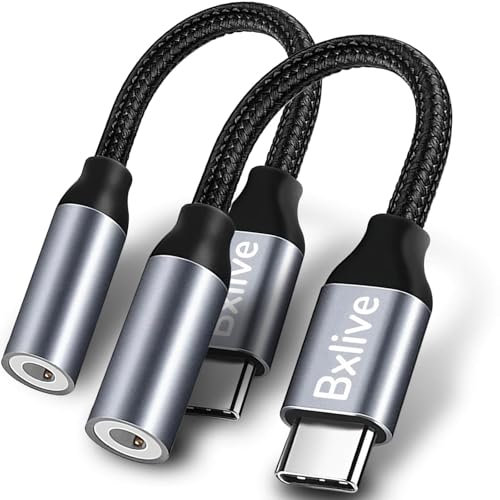 Bxlive USB C to 3.5mm Jack, 2 Packs Type C to 3.5mm Headphone Aux Digital Audio Earphone Adaptor, Aux to USB C Earphone Adapter for Samsung Galaxy, iPad Pro, HUAWEI, Xiaom, and More Type C