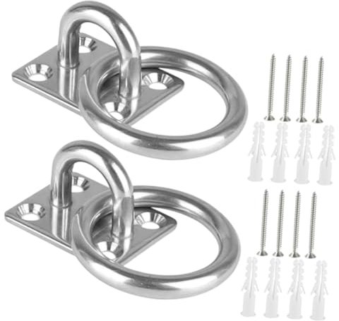 POPETPOP 2 Stück Feste Plattenhalterhaken Zum Aufhängen Von Ankern Aufhängehaken Über Türhaken Robuste Hakenhaken Robuste Ösenschrauben Betonwandhaken Pad Ösenplatte Silberfarben