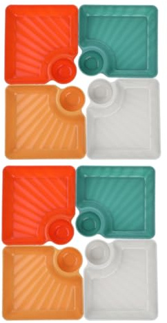 Holibanna 8pcs Elegant Dumpling Plate Japanese Sushi Dish Sauce Compartment Snack Platter for Breakfast Dinner