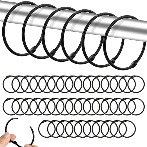 Vylro 40 Stück Vorhangringe zum Öffnen,38mm Schwarz Gardinenringe Metall | Duschvorhangringe Schwarz,Metallring zum Öffnen,für Vorhangstangen,Fenster Duschvorhangstangen und Buchringe