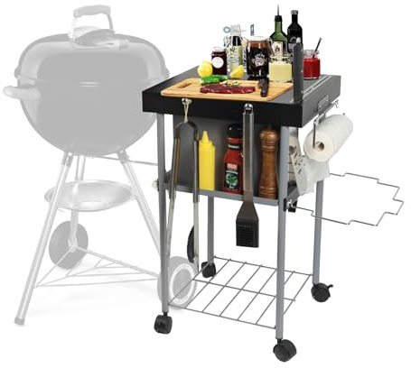 45.7 cm Grilltisch Ablage für Weber Kugelgrills 22 Zoll, Master Touch & Original Holzkohlegrill, Grillzubehör für Weber Wasserkocher, Outdoor Stahl BBQ Tischablage