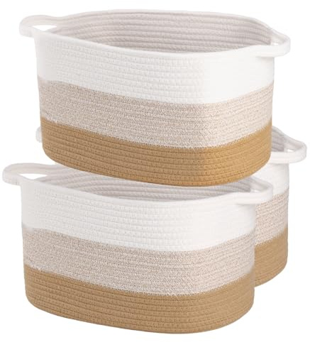 AOFANGSHIYE3 Cesti Di Stoccaggio,Corda Di Cotone Per Bambini Cesto Regalo, Giocattoli Per Bambini Cesto Di stoccaggio (bianco)