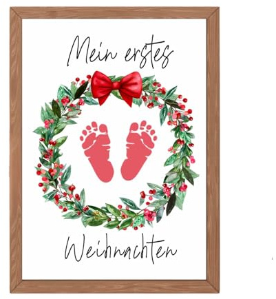 Babys erstes Weihnachten 2025 zum Selbermachen | Fußabdruck-Kunsthandwerk | Niedliche Weihnachtsaktivität | Aktivität in der Kindertagesstätte | DIY-Baby-Andenken (mit Rahmen)