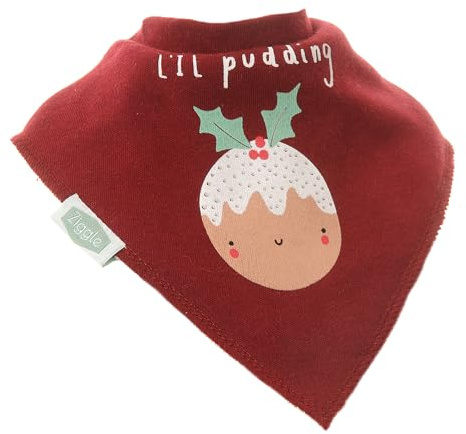 Ziggle L’il Pudding Bandana Dribble Bib Burgundy – Soft Cotton Front Bibs for Newborns – Newborn Essentials & Baby Essentials – Perfect New Baby Gifts & Comfortable Bibs