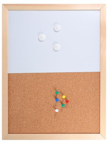 SOLUSTRE Magnetische Memo Nachrichtenbrett mit Kork und Holzrahmen 40x30 cm Wandmontierte Radierbare Notiztafel für Büro und Zuhause Effiziente Anschlagtafel