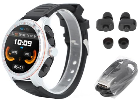 BONKZEBU 2 in 1 Smart Watch with Earbuds NFC, 1.53 Inch HD Screen Outdoor Fitness Smartwatch with Multi Sports Mode for, Stylish Smartwatch for Gifting