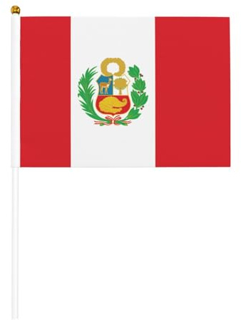 Doppelseitige Flagge von Peru, bedruckte Handflaggen, 14 x 21 cm, mehrere Packungen, geeignet für Outdoor-Aktivitäten