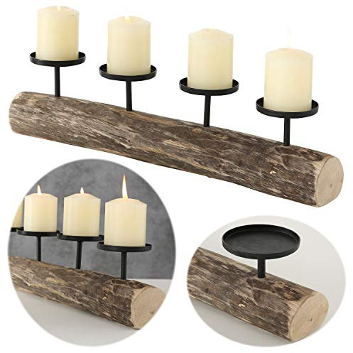 LS-LebenStil Kerzenständer Holz Baumstamm 51cm ohne Dorn Advents-Kerzenhalter