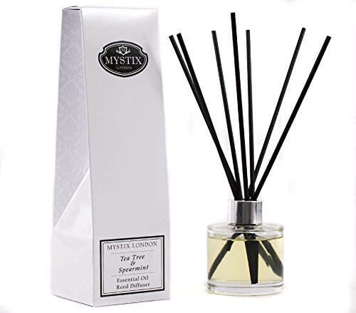 Mystix London Essential Oil Reed Diffuser | Tea Tree & Spearmint Scent | Long-Lasting Natural Aromatherapy for Home & Office | Safe & Easy-to-Use | 200ml Bottle