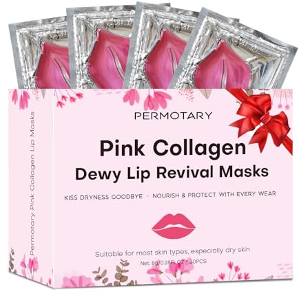 Permotary 30 PCS Moisturizing Collagen Lip Mask Crystal Mouth Care Pads Mask for Moisturizing & Reducing Chapped, Smoothing Fine Lines Lip Patches with Moisture Essence for Gifts