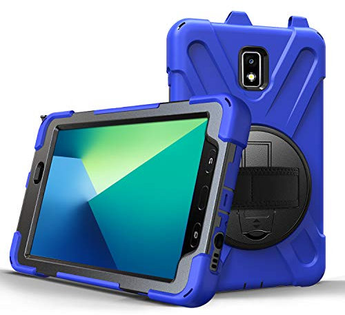 Funda para Samsung Galaxy Tab Active 2 2019 8.0 pulgadas SMT390T395, función atril con rotación de 360 grados, híbrido de 3 capas, resistente a los golpes, correa de mano y correa de hombro diseño
