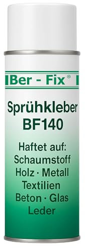 24x 500ml Ber-Fix Spezial permanent Sprühkleber Schaumstoff Filz BF140 mit regulierbare Sprühbreite klebt offene Schaumstoffe mit Polyester Metall Holz (KFZ Caravan Bau Industrie)