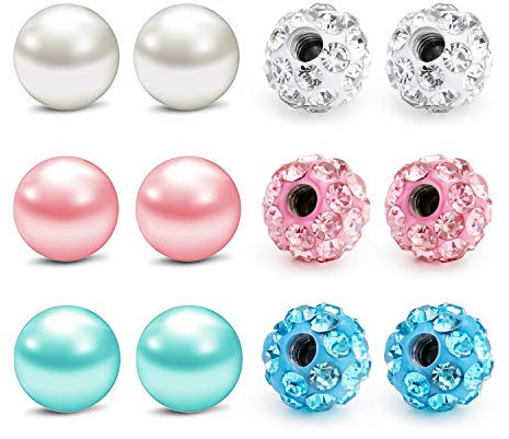 Mayhoop 16G 3mm Ersatzkugeln für Körperschmuck Kristallkugel und Perle Barbell Teile für Lippenringe/industrielle Barbell/Nippelringe/Zungenringe 12Stk
