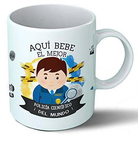 Planetacase - Taza Policía Científico - Regalo Original - Cerámica 330 mL - Taza Desayuno Apta para Microondas y Lavavajillas - Resistente a Lavados